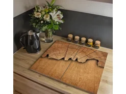 Banjado Herdabdeckplatte Glas 2 Teilig Je 30x52CM Schneidebrett Herdabdeckung Mit Motiv Baumscheibe