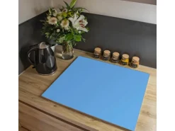 Banjado Herdabdeckplatte Glas 1 Teilig 60x52CM Schneidebrett Herdabdeckung Mit Motiv Pastellblau