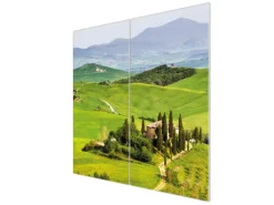 Banjado Herdabdeckplatte Glas 2 Teilig Je 30x52CM Schneidebrett Herdabdeckung Mit Motiv Toskana