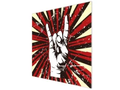 Banjado Herdabdeckplatte Glas 1 Teilig 60x52CM Schneidebrett Herdabdeckung Mit Motiv Rock On