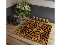 Banjado Herdabdeckplatte Glas 2 Teilig Je 30x52CM Schneidebrett Herdabdeckung Mit Motiv Leopard