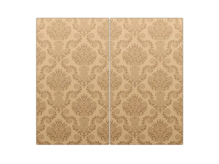 Banjado Herdabdeckplatte Glas 2 Teilig Je 30x52CM Schneidebrett Herdabdeckung Mit Motiv Tapete Beige