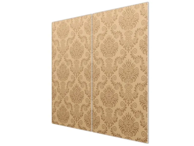 Banjado Herdabdeckplatte Glas 2 Teilig Je 30x52CM Schneidebrett Herdabdeckung Mit Motiv Tapete Beige