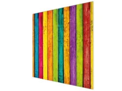 Banjado Herdabdeckplatte Glas 2 Teilig Je 30x52CM Schneidebrett Herdabdeckung Mit Motiv Bunte Holzlatten