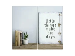 Banjado Herdabdeckplatte Glas 2 Teilig Je 30x52CM Schneidebrett Herdabdeckung Mit Motiv Little Things