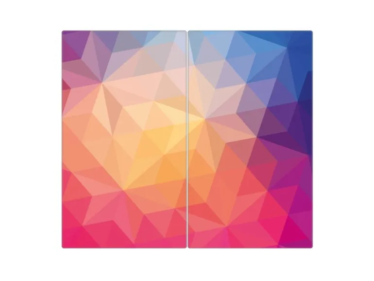 Banjado Herdabdeckplatte Glas 2 Teilig Je 30x52CM Schneidebrett Herdabdeckung Mit Motiv Bunte Kristalle