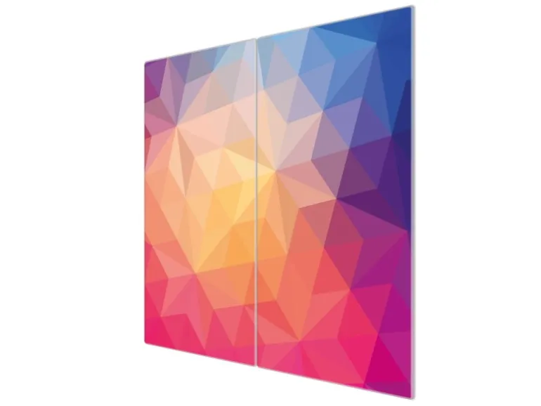 Banjado Herdabdeckplatte Glas 2 Teilig Je 30x52CM Schneidebrett Herdabdeckung Mit Motiv Bunte Kristalle