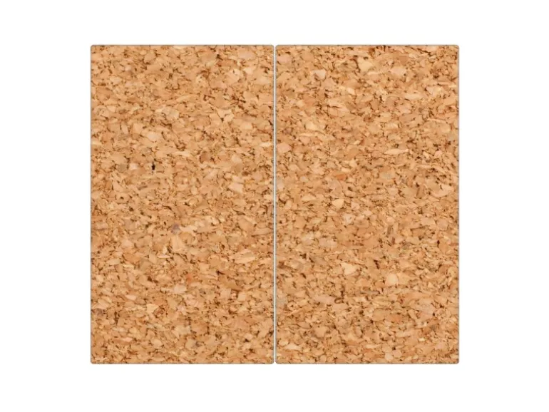 Banjado Herdabdeckplatte Glas 2 Teilig Je 30x52CM Schneidebrett Herdabdeckung Mit Motiv Kork