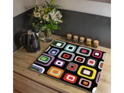 Banjado Herdabdeckplatte Glas 2 Teilig Je 30x52CM Schneidebrett Herdabdeckung Mit Motiv Retro