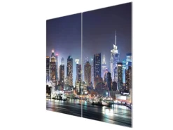 Banjado Herdabdeckplatte Glas 2 Teilig Je 30x52CM Schneidebrett Herdabdeckung Mit Motiv New York
