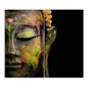 Banjado Herdabdeckplatte Glas 2 Teilig Je 30x52CM Schneidebrett Herdabdeckung Mit Motiv Bunter Buddha