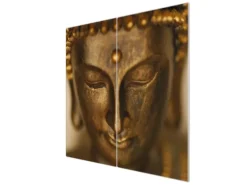Banjado Herdabdeckplatte Glas 2 Teilig Je 30x52CM Schneidebrett Herdabdeckung Mit Motiv Buddha Gold