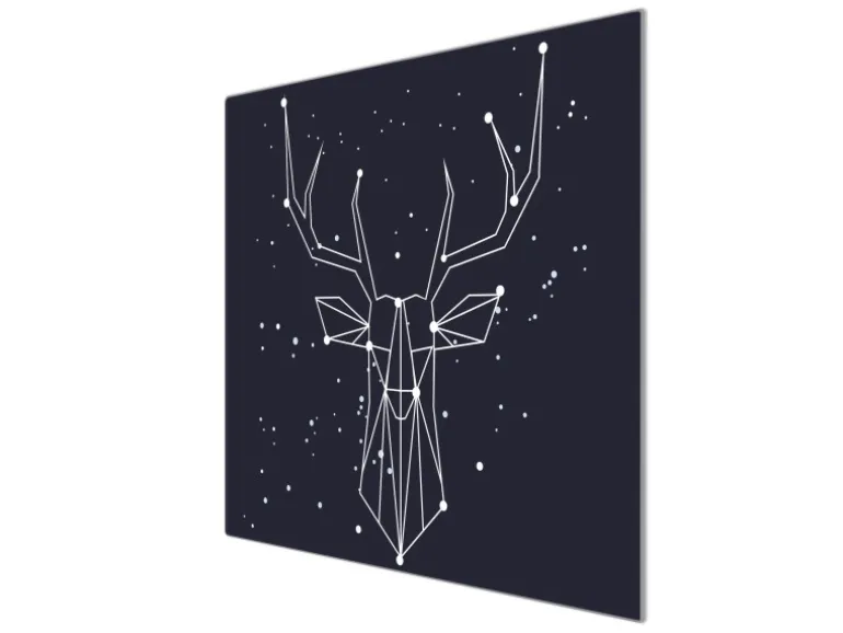 Banjado Herdabdeckplatte Glas 1 Teilig 60x52CM Schneidebrett Herdabdeckung Mit Motiv Sternbild Hirsch