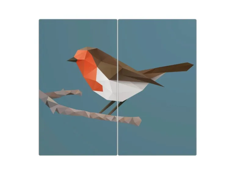 Banjado Herdabdeckplatte Glas 2 Teilig Je 30x52CM Schneidebrett Herdabdeckung Mit Motiv Abstrakter Vogel