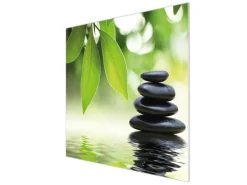 Banjado Herdabdeckplatte Glas 1 Teilig 60x52CM Schneidebrett Herdabdeckung Mit Motiv Steine&Relax