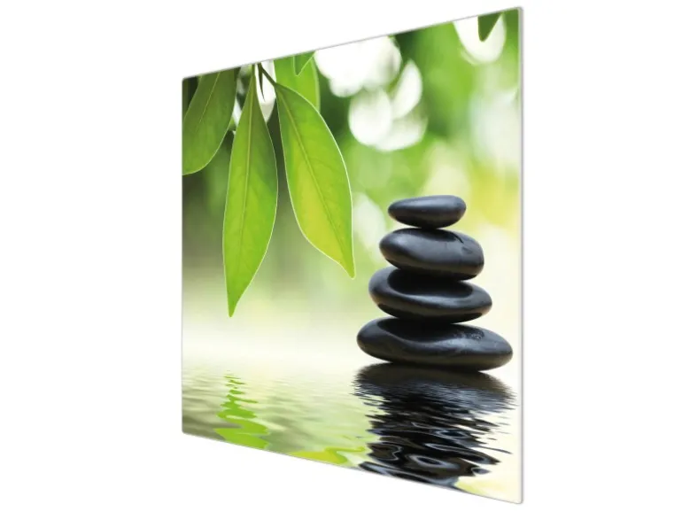 Banjado Herdabdeckplatte Glas 1 Teilig 60x52CM Schneidebrett Herdabdeckung Mit Motiv Steine&Relax