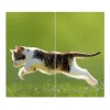 Banjado Herdabdeckplatte Glas 2 Teilig Je 30x52CM Schneidebrett Herdabdeckung Mit Motiv Jagende Katze