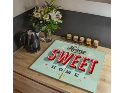 Banjado Herdabdeckplatte Glas 2 Teilig Je 30x52CM Schneidebrett Herdabdeckung Mit Motiv Home Sweet Home