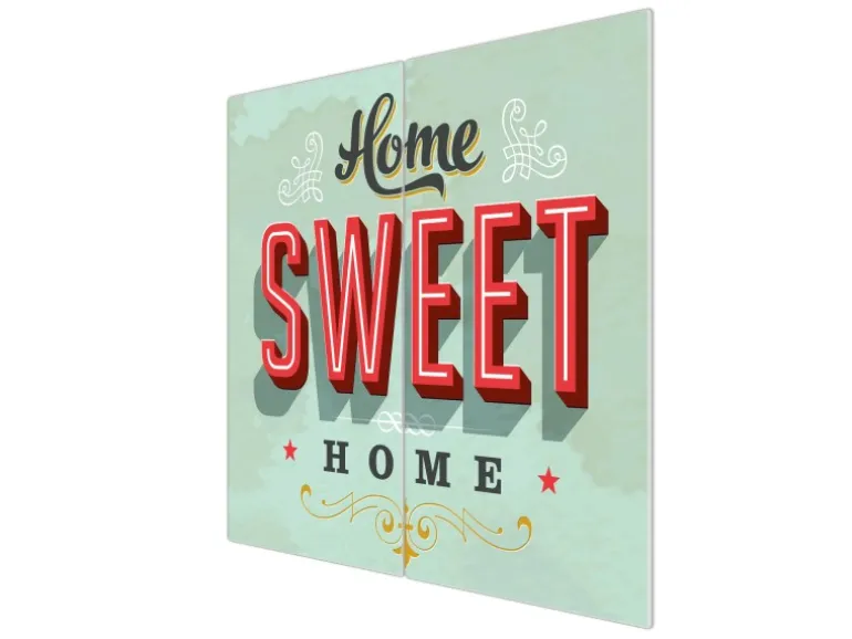 Banjado Herdabdeckplatte Glas 2 Teilig Je 30x52CM Schneidebrett Herdabdeckung Mit Motiv Home Sweet Home