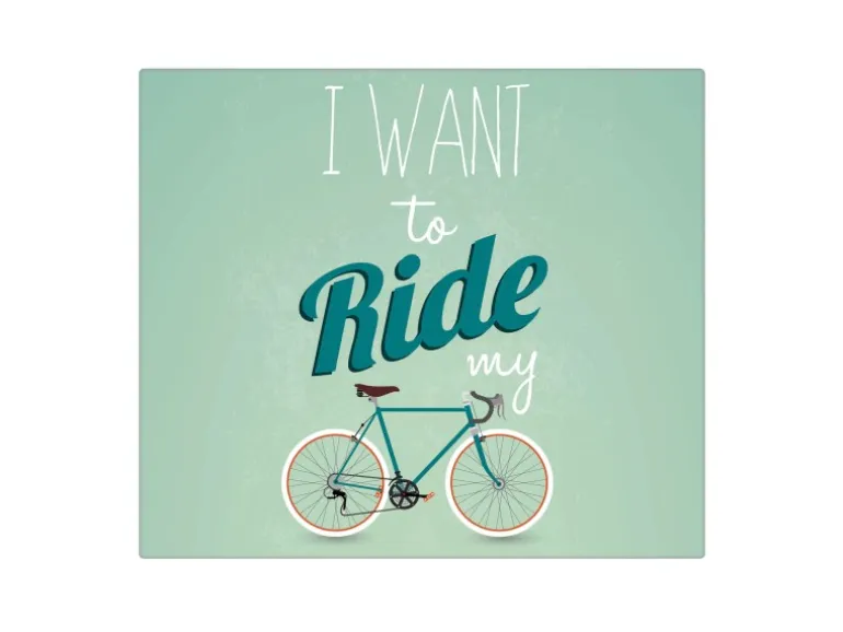 Banjado Herdabdeckplatte Glas 1 Teilig 60x52CM Schneidebrett Herdabdeckung Mit Motiv I Want To Ride My Bike