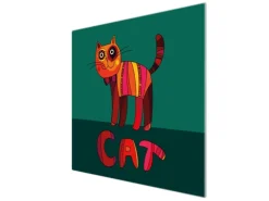Banjado Herdabdeckplatte Glas 1 Teilig 60x52CM Schneidebrett Herdabdeckung Mit Motiv Orange Katze