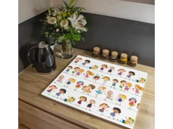 Banjado Herdabdeckplatte Glas 1 Teilig 60x52CM Schneidebrett Herdabdeckung Mit Motiv Kinder