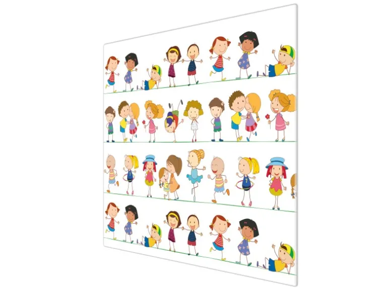 Banjado Herdabdeckplatte Glas 1 Teilig 60x52CM Schneidebrett Herdabdeckung Mit Motiv Kinder