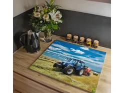 Banjado Herdabdeckplatte Glas 1 Teilig 60x52CM Schneidebrett Herdabdeckung Mit Motiv Traktor
