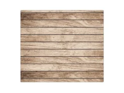 Banjado Herdabdeckplatte Glas 1 Teilig 60x52CM Schneidebrett Herdabdeckung Mit Motiv Blasse Holzlatten
