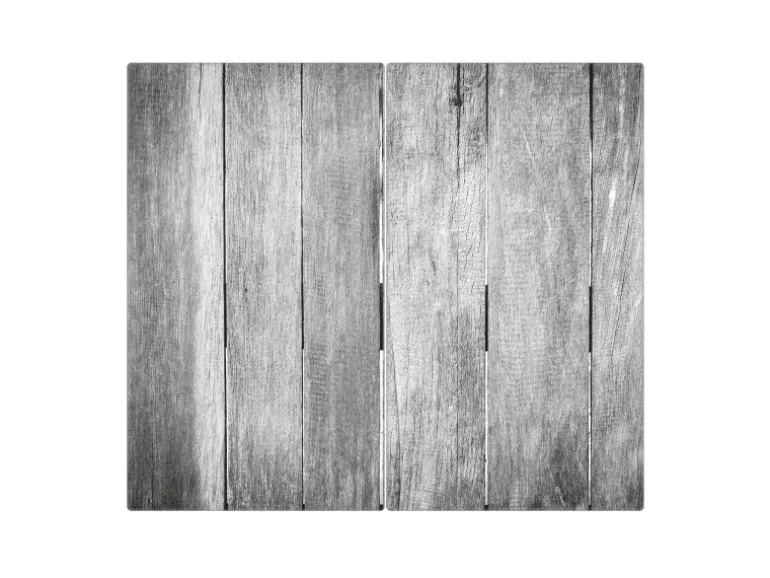 Banjado Herdabdeckplatte Glas 2 Teilig Je 30x52CM Schneidebrett Herdabdeckung Mit Motiv Holz Monochrom