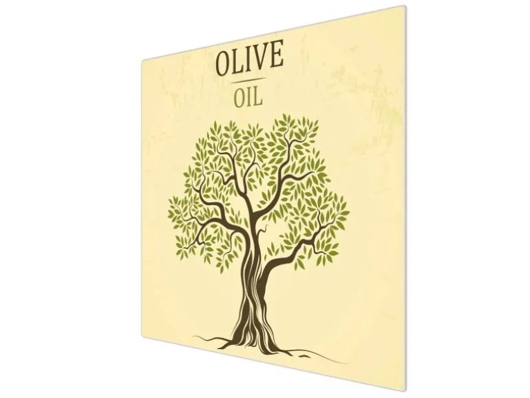 Banjado Herdabdeckplatte Glas 1 Teilig 60x52CM Schneidebrett Herdabdeckung Mit Motiv Olivenbaum