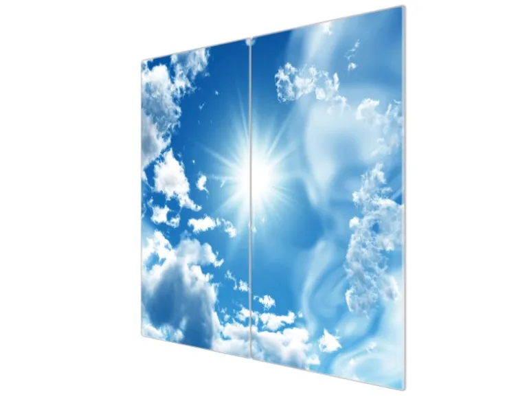 Banjado Herdabdeckplatte Glas 2 Teilig Je 30x52CM Schneidebrett Herdabdeckung Mit Motiv Clouds