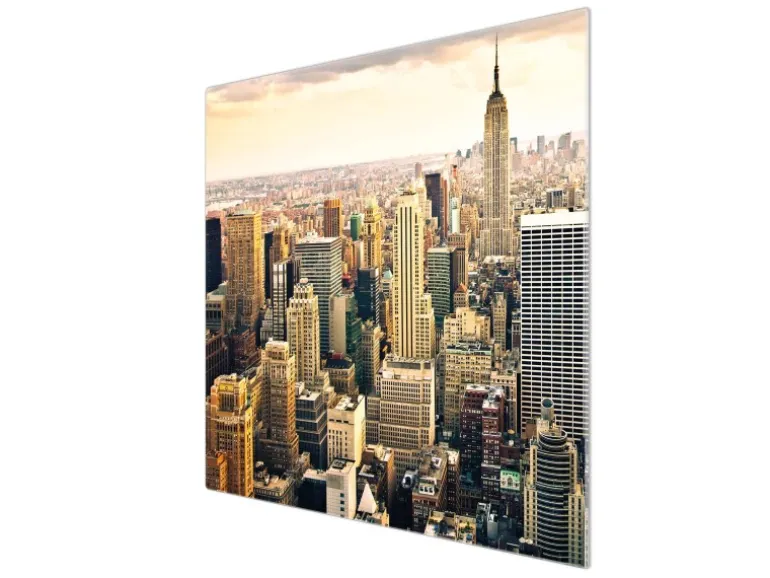 Banjado Herdabdeckplatte Glas 1 Teilig 60x52CM Schneidebrett Herdabdeckung Mit Motiv New York City