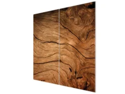 Banjado Herdabdeckplatte Glas 2 Teilig Je 30x52CM Schneidebrett Herdabdeckung Mit Motiv Trockenes Holz