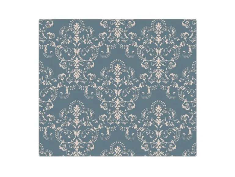 Banjado Herdabdeckplatte Glas 1 Teilig 60x52CM Schneidebrett Herdabdeckung Mit Motiv Royal Creme Blau