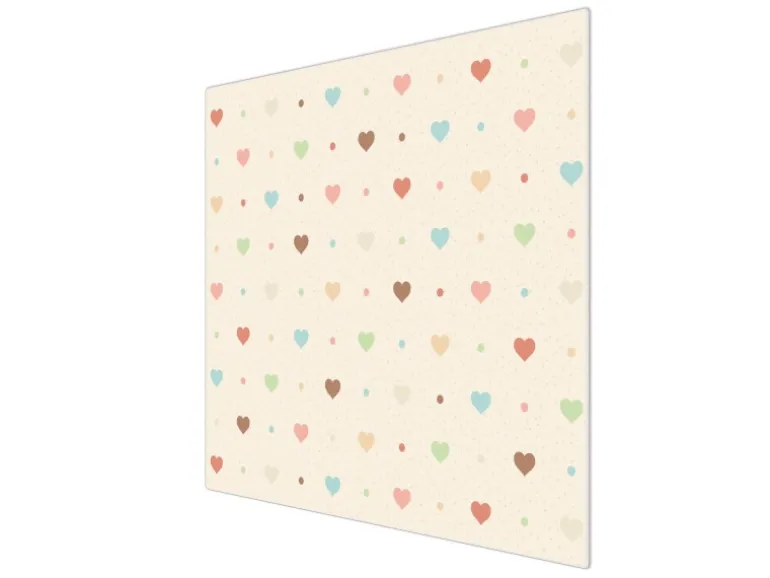 Banjado Herdabdeckplatte Glas 1 Teilig 60x52CM Schneidebrett Herdabdeckung Mit Motiv Herzen Bunt