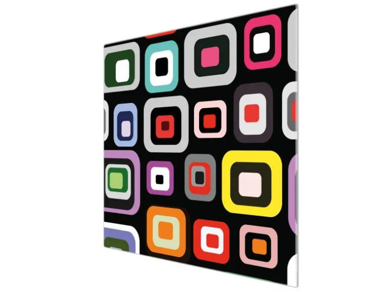 Banjado Herdabdeckplatte Glas 1 Teilig 60x52CM Schneidebrett Herdabdeckung Mit Motiv Retro