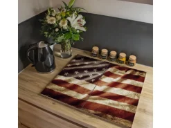 Banjado Herdabdeckplatte Glas 2 Teilig Je 30x52CM Schneidebrett Herdabdeckung Mit Motiv United States