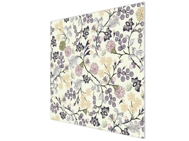 Banjado Herdabdeckplatte Glas 1 Teilig 60x52CM Schneidebrett Herdabdeckung Mit Motiv Florale Tapete