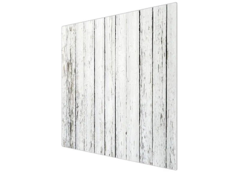 Banjado Herdabdeckplatte Glas 1 Teilig 60x52CM Schneidebrett Herdabdeckung Mit Motiv Weißer Bretterzaun