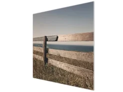 Banjado Herdabdeckplatte Glas 1 Teilig 60x52CM Schneidebrett Herdabdeckung Mit Motiv Zaun Am Meer