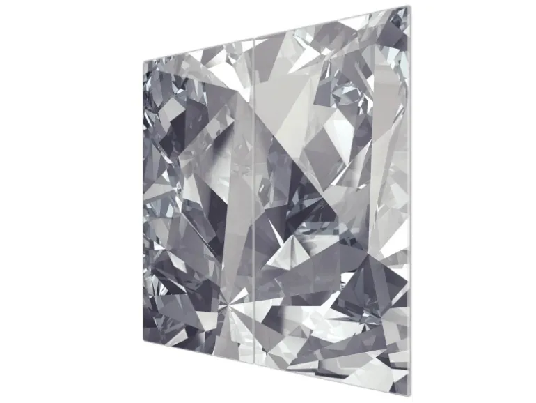 Banjado Herdabdeckplatte Glas 2 Teilig Je 30x52CM Schneidebrett Herdabdeckung Mit Motiv Facetten Monochrome