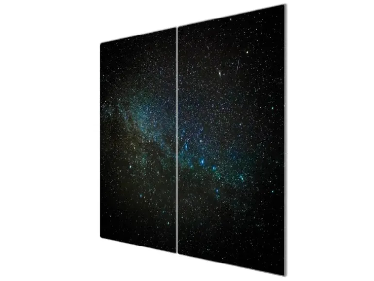 Banjado Herdabdeckplatte Glas 2 Teilig Je 30x52CM Schneidebrett Herdabdeckung Mit Motiv Nachthimmel