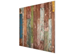 Banjado Herdabdeckplatte Glas 1 Teilig 60x52CM Schneidebrett Herdabdeckung Mit Motiv Buntes Holz