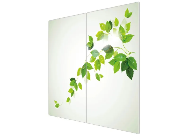 Banjado Herdabdeckplatte Glas 2 Teilig Je 30x52CM Schneidebrett Herdabdeckung Mit Motiv Ranke Gelb Weiß