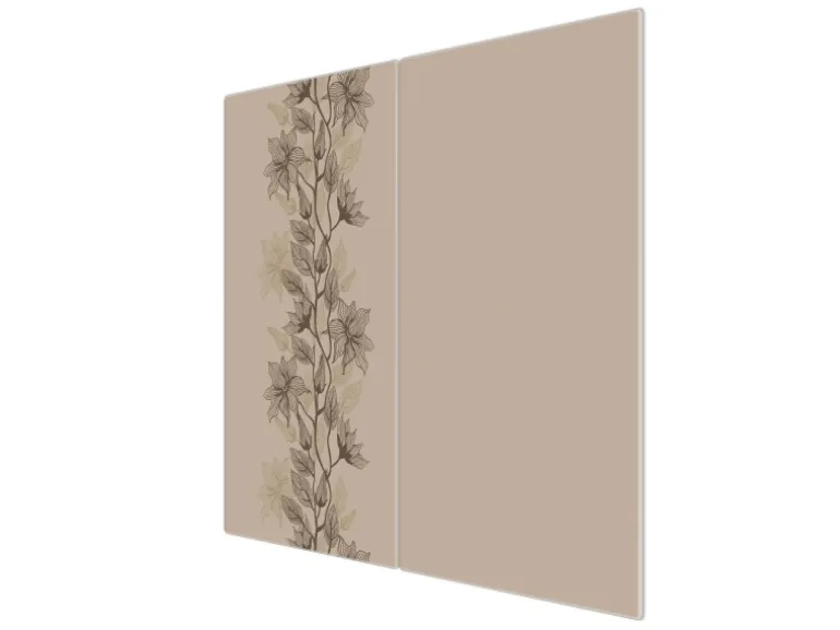 Banjado Herdabdeckplatte Glas 2 Teilig Je 30x52CM Schneidebrett Herdabdeckung Mit Motiv Baumwollblüte Monochrom