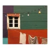 Banjado Herdabdeckplatte Glas 1 Teilig 60x52CM Schneidebrett Herdabdeckung Mit Motiv Buntes Haus