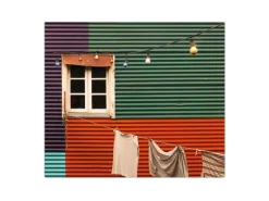 Banjado Herdabdeckplatte Glas 1 Teilig 60x52CM Schneidebrett Herdabdeckung Mit Motiv Buntes Haus