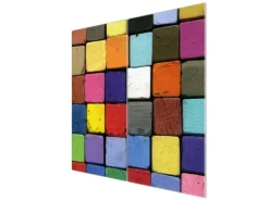 Banjado Herdabdeckplatte Glas 2 Teilig Je 30x52CM Schneidebrett Herdabdeckung Mit Motiv Bunte Kreide