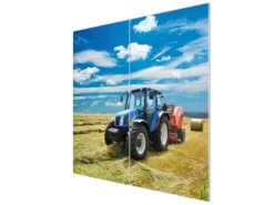 Banjado Herdabdeckplatte Glas 2 Teilig Je 30x52CM Schneidebrett Herdabdeckung Mit Motiv Traktor